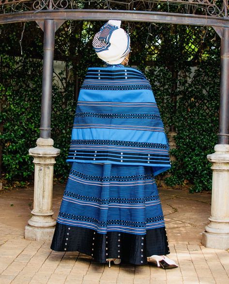 Blue Xhosa Traditional Dresses, Mbhaco Designs, Umbhaco Xhosa Designs, Xhosa Attire For Ladies, Afro Dresses, Modern Xhosa Attire, Xhosa Outfits, Xhosa Traditional Dresses, Xhosa Traditional Attire