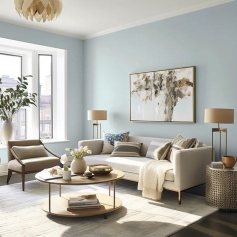 Colours For Living Room, Light Blue Room, Terracotta Living Room, Light Blue Rooms, Light Blue Living Room, Blue Walls Living Room, Grey Walls Living Room, Green Living Room Decor, Accent Wall Colors