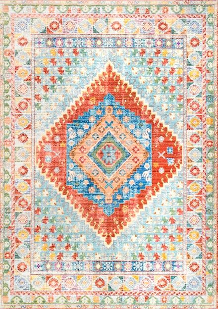 Orange And Blue Rug, Medallion Rug, Rugs Usa, Orange Area Rug, Contemporary Home Decor, Modern Traditional, Boho Stil, Contemporary Rugs, On The Floor