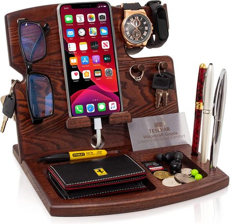 Charging Station Organizer, Phone Docking Station, Phone Dock, Key Holder Wallet, Nightstand Organization, Desk Gifts, Watch Organizer, Father's Day Specials, Watch Holder