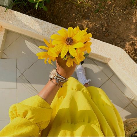 Flower Hijab, Sunflower, Yellow