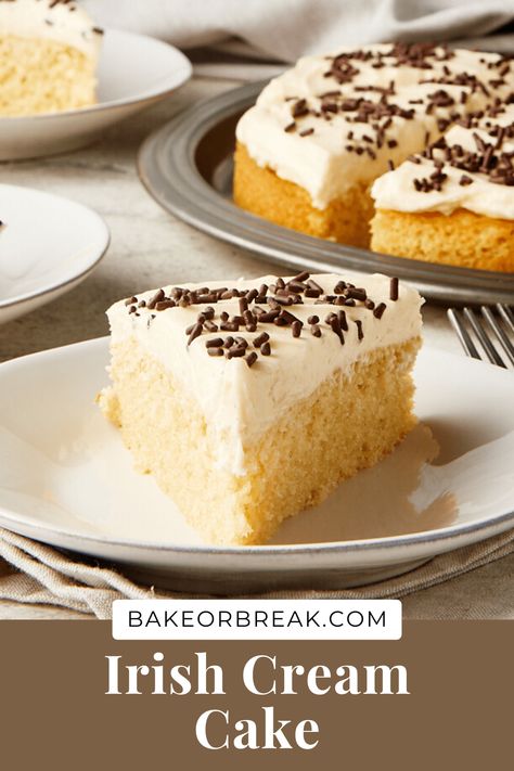 This simple Irish Cream Cake is wonderfully delicious with a soft, tender crumb. And it's topped with an equally simple Irish cream frosting. Absolutely delicious and worthy of a special occasion! Irish Cream Frosting, Irish Cream Cake, Cake Flour Substitute, One Layer Cakes, Two Layer Cakes, Single Layer Cakes, Bakery Desserts, Cream Frosting, Small Cake