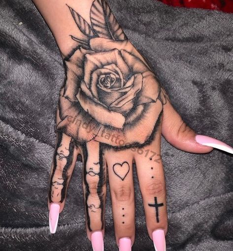 Garden Grove CA 📍🦋👑 on Instagram: “First session on this rose 🌹 with skeletal fingers 🤚 😍How painful was ur hand tattoo? Save & Share #rosetattoo #handtattoo #girlytattoo…” Kids Tattoo, Arm Sleeve Tattoos For Women, Skull Hand Tattoo, Henna Inspired Tattoos, Hand Tattoos For Girls, Hand And Finger Tattoos, Cute Hand Tattoos, Pretty Hand Tattoos, Neck Tattoos Women