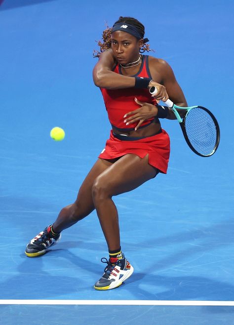 Coco Gauff (USA) • 2024 Qatar Open #tennis Coco Gauff Tennis, Tennis Black Women, Tennis Celebrities, College Posters, Coco Gauff, Tennis Aesthetic, Female Tennis, Tennis Outfits, Tennis Outfit Women