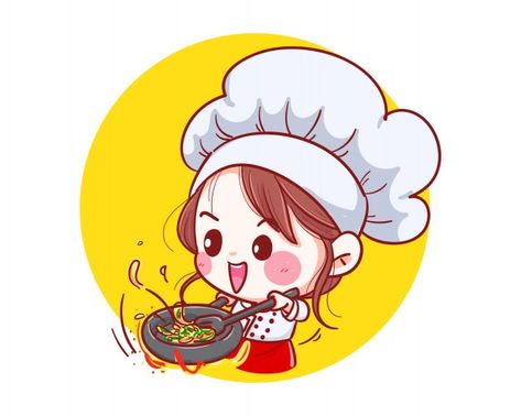 Female chef cut carrot vegetable cooking in kitchen cartoon | Premium Vector Cooking Cartoon Illustration, Cute Chef Illustration, Woman Cooking Illustration, Chibi Cooking, Cooking Cartoon, Chef Woman, Chef Girl, Cartoon Art Illustration, Kitchen Cartoon