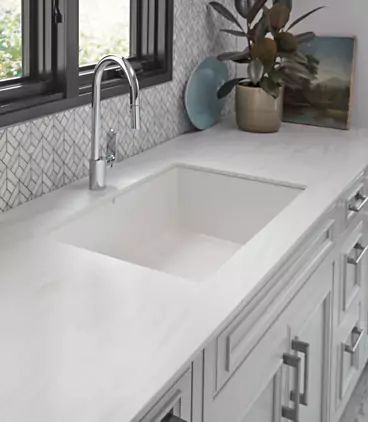 Laminate - White Carrara - 4924 Wilsonart Thinscape Countertops, Thinscape Countertops, Home Depot Countertops, Wilsonart Laminate Countertops, Solid Surface Countertops Kitchen, Organic Drinks, Solid Surface Countertops, Kitchen Counter Top, Diy Marble