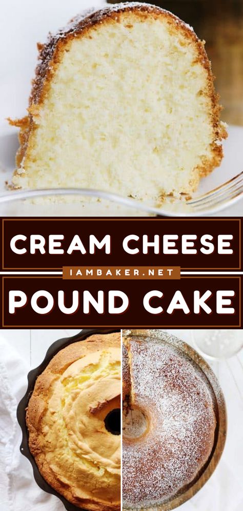 This Cream Cheese Pound Cake is a decadent and easy dessert to impress your friends and family! It has a golden crust crumb and the flavor is so outstanding! This homemade cake is one of the best cake recipes ever! Easy Baking Recipe, Easy Impressive Dessert, Cream Cheese Pound Cake Recipe, Cheese Pound Cake, Cream Cheese Pound Cake, Pound Cake Recipe, Vintage Baking, Baking Recipe, Homemade Cake