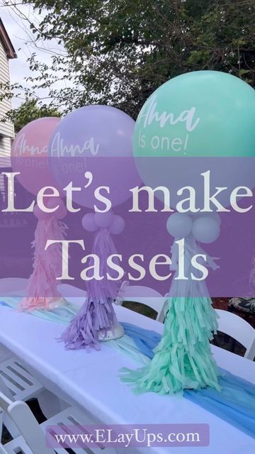 Balloons With Tassel Garland, How To Decorate Poles For Party, Tassel Diy How To Make, Balloon Stick Centerpiece Ideas, Diy Paper Centerpieces, Balloon Decorating Ideas, Centerpiece Balloon Ideas, Birthday Party Centerpiece Ideas, Make Tassels