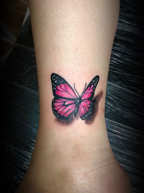 Butterfly tattoo by Attila Torday Hot Pink Butterfly Tattoo, Butterfly Tattoo Pink, Pink And Black Tattoo, Pink Butterfly Tattoo, Tattoo Sets, Hot Pink Butterfly, Tattoos Inspo, Butterfly Tattoos For Women, Big Butterfly