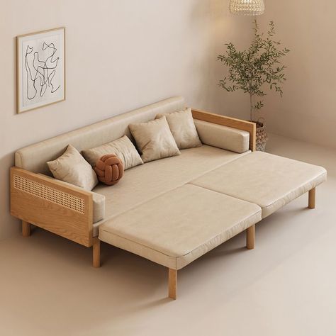 82.6" Modern Ash Solid Wood 3 Seater Sofa Convertible Sleeper &Pull Out Bed with Corduroy Upholstered and Pillows, Comfortable Couches for Living Room Luxury Sofa Bed, Bed Foldable, Sofa Wood Frame, Solid Wood Sofa, Sofa L, Folding Sofa Bed, Pull Out Sofa Bed, Comfortable Couch, Folding Sofa