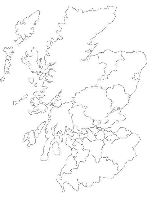 Printable outline map of Scotland and its districts. Iraq Map, Compass And Map Tattoo, Blank World Map, Pakistan Map, Egypt Map, Arizona Map, Wood Burning Patterns Stencil, Map Tattoos, Japan Map