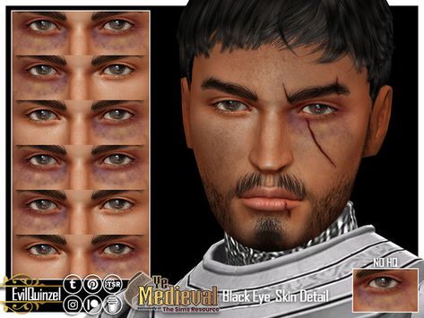 Sims 4 Black Eyes Cc, Medieval Male, Historical Makeup, Eye Scar, Sims 4 Tattoos, Sims 4 Cc Eyes, Sims Medieval, The Sims 4 Skin, Skin Details