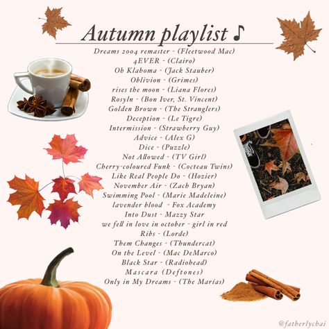 Vintage Fall Playlist, Playlist For Fall, Fall Playlist Aesthetic, Fall Playlist Songs, Fall Playlist Names, Fall Playlist Cover, Fall Spotify Playlist, Fall Music Playlist, Autumn Songs