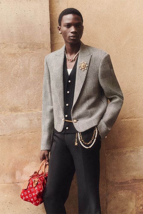 Louis Vuitton Spring/Summer 2024 Campaign | Hypebeast Formal Streetwear Men Outfits, Dandyism Fashion, Blazer Streetwear, Polo Suit, Louis Vuitton Menswear, Boyfriend Fashion, Accessories Idea, Suit Man, Motorcycle Suit