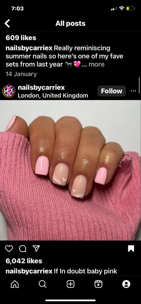 Nails Shallec Ideas, Small Nails Ideas Summer, January Biab Nail Ideas, Summer Biab Nails 2023, Short Biab Nail Designs Summer, Bib Short Nails, Simple Biab Nail Art, Summer Nails Biab, Biab Nails Summer