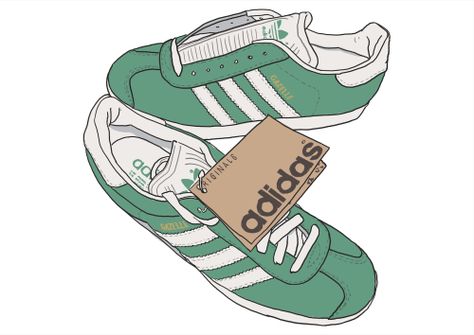 Talisman & Co. // The Adidas Gazelle Adidas Art, Peter O'toole, Mike Mignola, Sneaker Art, Character Design Sketches, Fashion Sketchbook, Collage Illustration, Fashion Collage, Fashion Poster