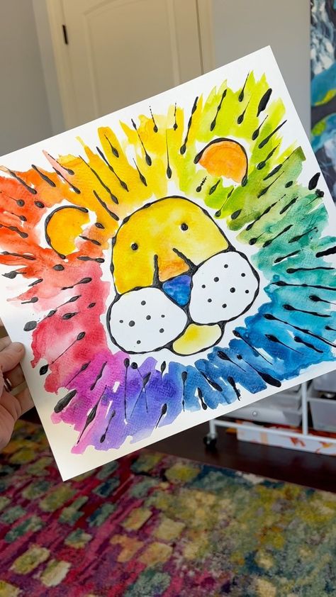 andrea.nelson.art on Instagram: I think my whole account is basically glue-based now 😂 #easyart #kidart #preschoolart #arttutorial #makesomething #easywatercolor… Kindergarten Class Art Projects, 1st Grade Watercolor Art, 1st Grade Painting Projects, Kindergarten Animal Art, Spring Art First Grade, Quick Kindergarten Art Projects, Kindergarten Spring Art Projects, 1st Grade Art Ideas, Art Club Elementary Ideas