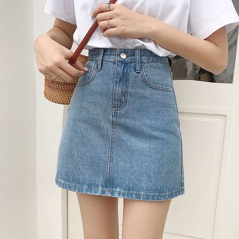 Vintage Style Skirts, Korean Fashion Shorts, Rok Mini, Womens Denim Skirts, Retro Skirt, Cheap Skirts, Korean Fashion Women, A Line Mini Skirt, Bodycon Fashion