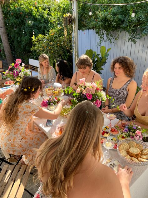 Tea Party With Friends Aesthetic, Spring Afternoon Tea, Afternoon Tea Party Outfit, Afternoon Tea Birthday Party, Afternoon Tea Aesthetic, Tea Moodboard, Cottagecore Tea Party, Aesthetic Afternoon, Bridal Garden Party