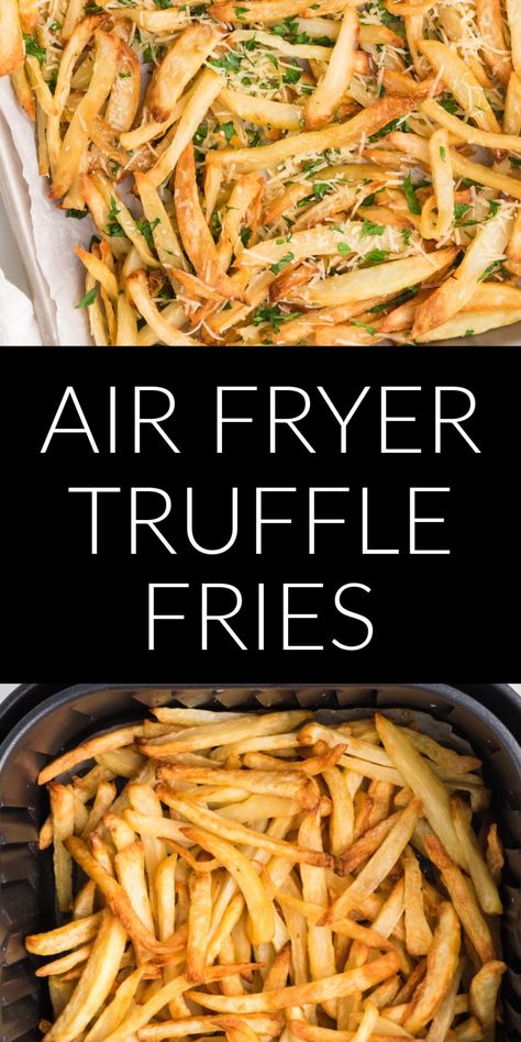 Air Fryer Truffle Fries, Air Fryer French Fries Homemade, Truffle Fries Air Fryer, Garlic Truffle Fries, Truffle Oil Fries, Parmesan Truffle Fries Air Fryer, Truffle Fries Recipe, French Fries Truffle, Wonder Oven