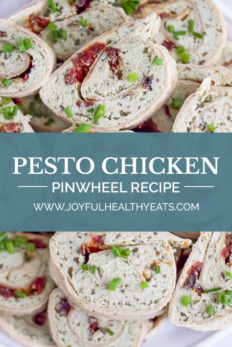 Easy Pesto Chicken Pinwheels make the perfect holiday appetizer or easy lunch idea. This delicious pinwheel recipe is filled with a pesto goat cheese chicken mixture then topped with sun dried tomatoes for one epic low carb bite! #lowcarb #chickenrecipes #30minutemeal #healthyrecipes Easy Pinwheels, Pesto Pinwheels, Easy Pesto Chicken, Goat Cheese Chicken, Pesto Goat Cheese, Pinwheel Recipe, Best Pesto, Easy Lunch Idea, Chicken Pinwheels