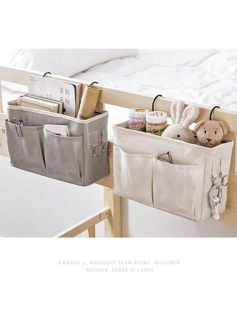 1pc Bedside Hanging Storage Bag, Student Dormitory Organizer, Bedside Caddy, Room Decor Storage Basket, Bedroom Wall Hanging Organizer Back To School School College Organization Beige    Canvas Plain Organizers Bag,Car Storage,Kitchen Storage Bag   Functional Bags, size features are:Bust: ,Length: ,Sleeve Length: Bed Caddy, Crib Storage, Crib Organizers, Bed Organiser, Bunk Bed Storage, Bedside Caddy, Bed Pocket, Bedside Organizer, Magazine Storage