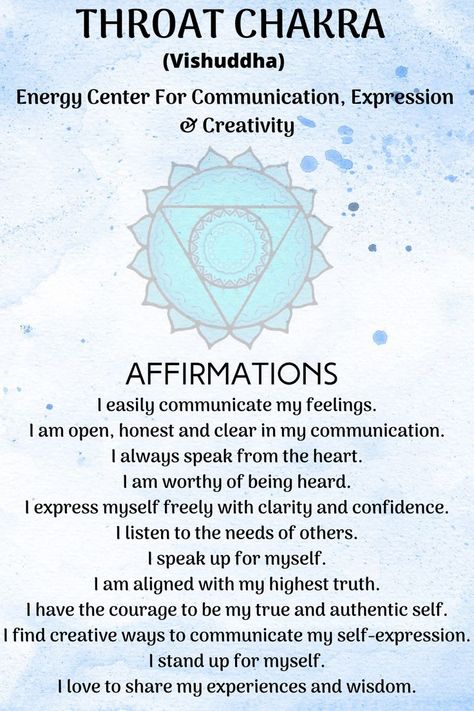 Throat Chakra Affirmations Chakra Quotes, Bullet Journal Mental Health, Throat Chakra Crystals, Throat Chakra Healing, Chakra Health, Womb Healing, Pranic Healing, Chakra Affirmations, Healing Affirmations