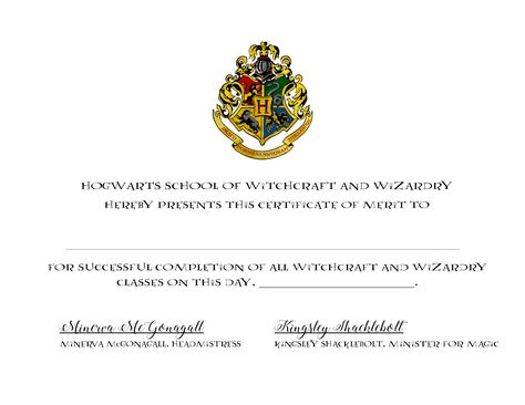 Harry Potter Inspired Certificate of Completion; FONT: Lumos; SIZE: 8x10 Harry Potter School Books, Harry Potter Beasts, Kingsley Shacklebolt, Harry Potter Classes, Harry Potter Birthday Invitations, Magic Font, Certificate Of Merit, Harry Potter School, Conference Ideas