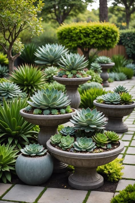 Urban Garden Design Landscaping, Different Succulents Plants, Outdoor Succulent Garden Pots, Cactus Planter Ideas, Small Landscape Design, Cactus Garden Ideas, Suculentas Ideas, Succulent Rock Garden, Succulent Garden Landscape