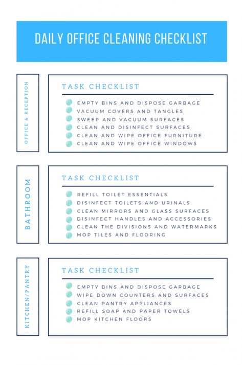 free office cleaning checklist daily weekly and monthly tasks commercial cleaning checklist template samples Office Cleaning Checklist Free Printable, Cleaning Business Checklist Template, Work Checklist Template, Office Cleaning Schedule, Commercial Cleaning Checklist, Office Cleaning Checklist, Desk Checklist, Cleaning Checklist Daily, Clean Pantry