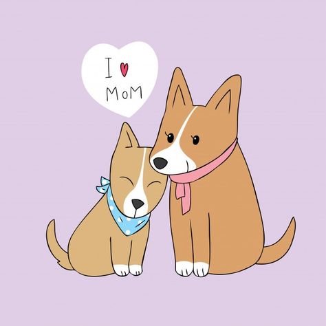 Cartoon cute mom and baby dog vector. Pr... | Premium Vector Happy Grandparents Day, Mother Bears, Cute Raccoon, Happy Mother's Day Card, Soft Baby Blankets, Dog Vector, Dog Cards, Faux Fur Throw, Personalised Blankets