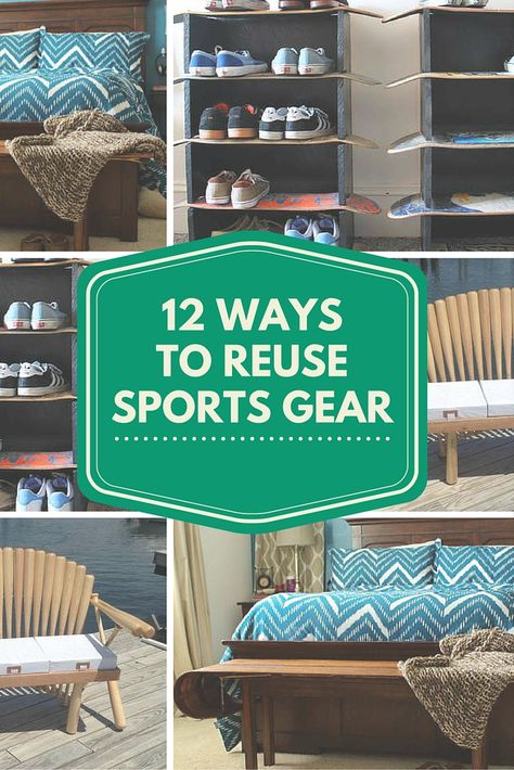 Here are some unusual ideas for the sports lover in any household. From repurposing old baseball bats to turning a sled into a bench, there's lots of DIY inspiration here. Baseball Crafts, Best Golf Clubs, Clever Organizer, Baseball Bats, Baseball Theme, Club Ideas, Diy Furniture Easy, Sports Lover, Barbie Dream House