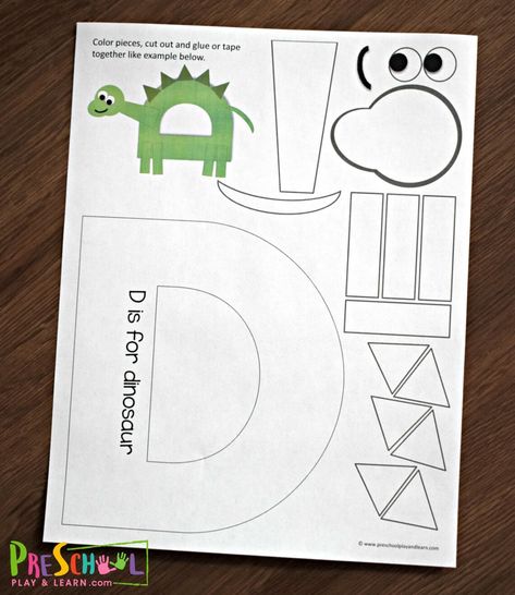 Free Printable Letter D craft for preschoolers D For Dinosaur Letter D, D Craft For Preschool, Letter D Recognition Activities, Learning The Letter D Preschool, D Is For Dinosaur Printable, Free Letter Craft Printables, Letter Dd Crafts For Preschool, D Letter Crafts For Preschool, Easy Letter Crafts For Preschoolers