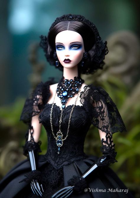 Goth Barbie Aesthetic, Goth Barbie, Spooky Dolls, Goth Doll, Gothic Princess, Barbie Halloween, Patterns Clothing, Ballerina Doll, Stay Spooky