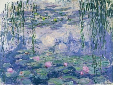 Claude Monet, Les nymphéas Claude Monet Water Lilies, Claude Monet Paintings, Claude Monet Art, Monet Water Lilies, Monet Art, Willow Branches, Monet Paintings, Cloud Art, Garden Painting