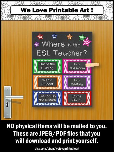 Where is the ESL Teacher Appreciation Gift Printable Teacher | Etsy Assistant Principal Office, School Counselor Door Sign, School Counselor Door, Counselor Door Sign, Counselor Door, Academic Coach, Coach Office, Principal Office Decor, Office Door Sign