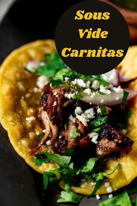 Sous Vide Carnitas Recipe, Sous Vide Birria Tacos, Sous Vide Tacos, Sous Vide Recipes Pork, Sous Vide Carnitas, Sous Vide Meal Prep, Sous Vide Pulled Pork, Sous Vide Pork Loin, Shredded Pork Tacos