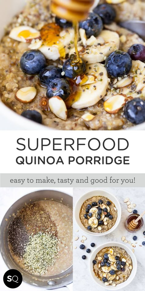 Superfood Oatmeal Bowl, High Protein Porridge Recipes, Vegan Breakfast Porridge, Superfood Overnight Oats, Lentil Porridge Recipe, Easy Superfood Recipes, Winter Vegetarian Breakfast, Quinoa Breakfast Ideas, Quinoa Oatmeal Recipes