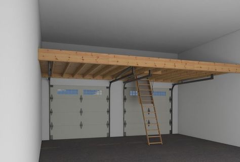 Construction Garage, Garage Organization Shelves, Garage Storage Plans, Garage Wall Shelving, Garage Boden, Overhead Garage Storage, Garage Workshop Organization, Garage Loft, Overhead Garage