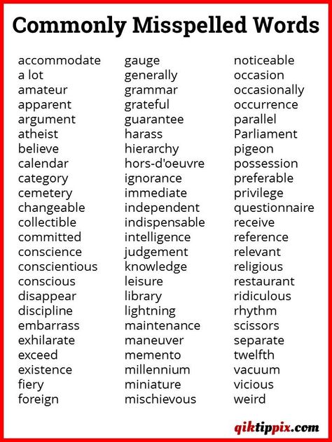 6th Grade Spelling Words, 5th Grade Spelling Words, Nanny Binder, Eal Resources, Spelling Bee Words, Words To Spell, Ielts Vocabulary, Commonly Misspelled Words, Gre Prep