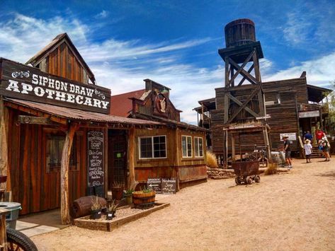 Cowboy Town Wild West, Old West Buildings, Old Mining Town, Wild West Buildings, Wild West Saloon, Old West Decor, Wild West Town, Goldfield Ghost Town, Cowboy Town