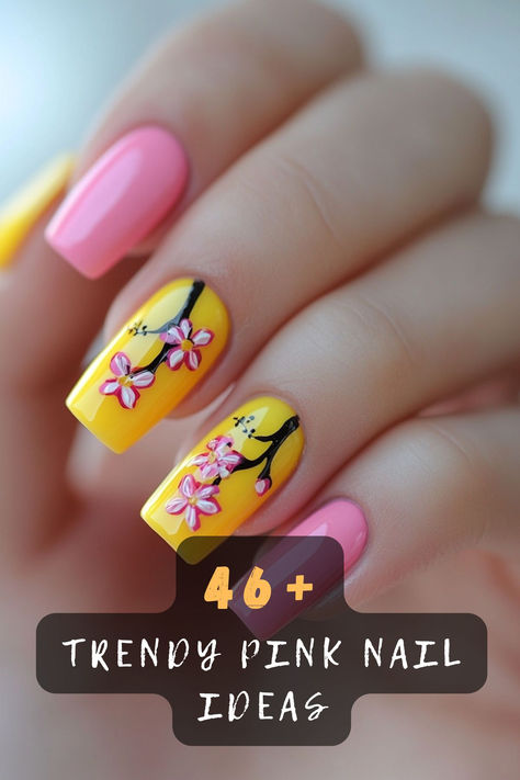 Discover 46 trendy pink nail ideas that add a pop of color and style to your look. Featuring shades from soft pastels to bold neons, these designs are perfect for any occasion. Click to explore these pink inspirations and let your nails make a statement! 💅✨ #PinkNails #NailArt #TrendyDesigns #PrettyInPink #NailInspiration #NailGoals #StylishNails Pink Purple Yellow Nails, Purple Yellow Nails, Pastel Pink Nail Art, Pooh Nails, Pink Nail Ideas, Pastel Pink Nails, Pink Nail Art Designs, Cute Pink Nails, Pink Inspiration