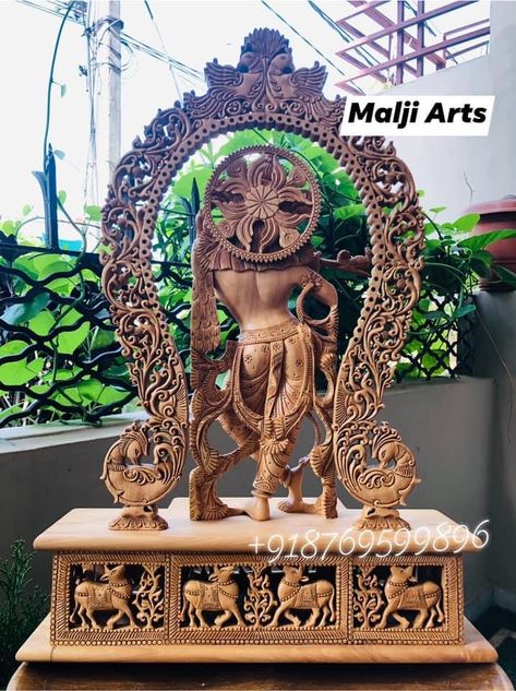 Wood Carving Art Sculpture, Saraswati Statue, Ganesha Drawing, Buddhist Art Drawing, Wooden Artwork, Chibi Sketch, Boho Art Drawings, Indian Handicrafts, Krishna Statue