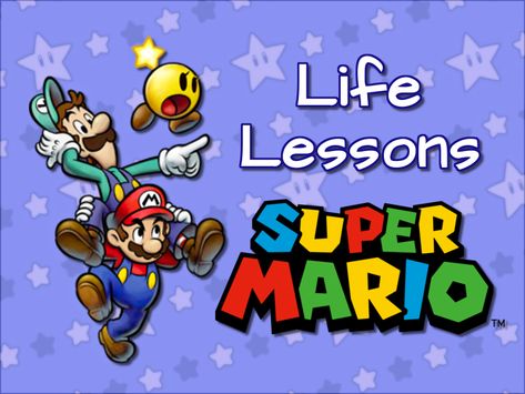 Super Mario Life Lessons Super Mario Quotes, Super Mario Bros Bulletin Board Ideas, Mario Quotes, Mario Classroom, State Testing Motivation, Bro Quotes, Testing Motivation, Garden Of Words, Super Mario Games