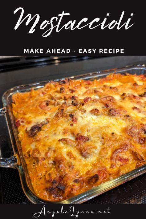 Make Ahead Mostaccioli Recipe, Provel Cheese, Mostaccioli Recipe, Baked Mostaccioli, Meat Sauce Recipe, Meat Sauce Recipes, Cheese Spaghetti, Sauce Pan, Fire Roasted