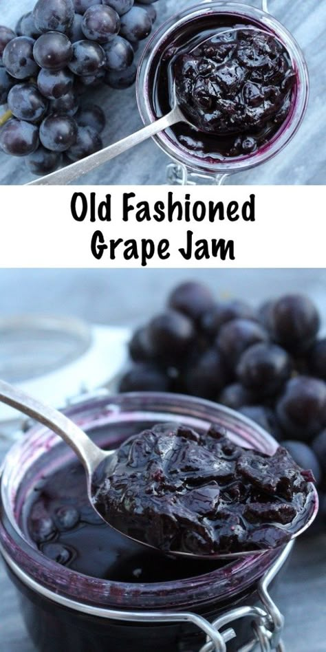 Concord Grape Jam, Grape Jam Recipe, Homemade Grape Jelly, Grape Jam, Canning Fruit, Jam Recipes Homemade, Grape Recipes, Canning Jam, Water Bath Canning