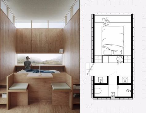 Design Case Mici, Micro House, Casa Container, Folding Furniture, Tiny Cabin, Tiny Spaces, Tiny House Interior, Tiny House Cabin, Small Cabin