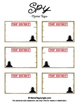 Free Name Tag Templates | Page 10 Secret Agent Name Tags Free Printable, Spy Kids Party, Detective Themed Classroom, Geheimagenten Party, Spy Names, Spy Training, Secret Agent Party, Spy Birthday Parties, Spy Kit