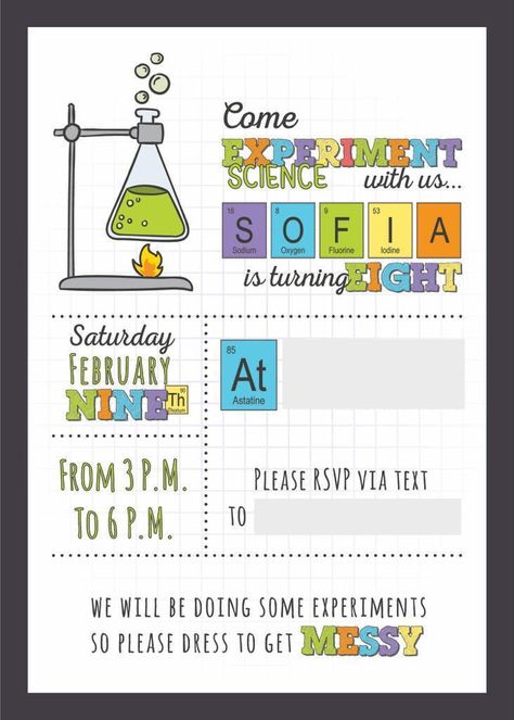 Science Birthday Invitations Free, Science Party Invitations Printable Free, Science Birthday Invitations, Science Birthday Party Invitations, Science Themed Birthday Party, Science Invitations, Science Party Invitations, Science Lab Decorations, Science Party Decorations