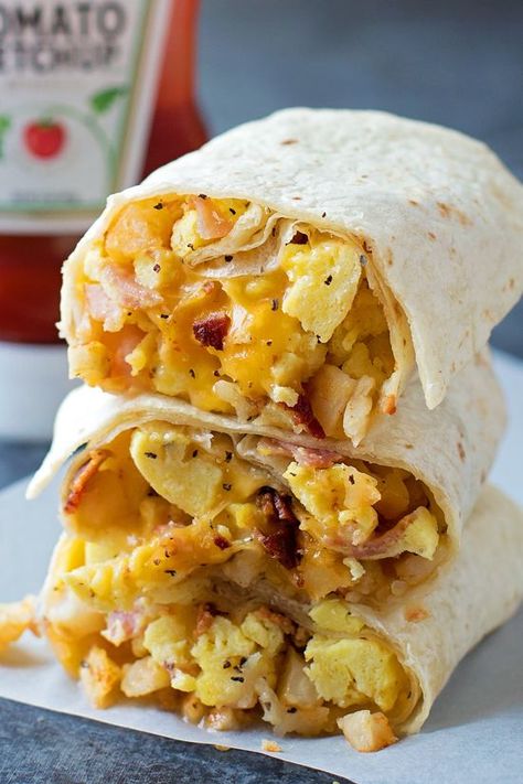 Freezer-Friendly Breakfast Burritos | lifemadesimplebakes.com Breakfast Burritos Freezer, Burritos Freezer, Freezer Breakfast Burritos, Breakfast Wraps, Freezer Breakfast, Freezer Cooking, Breakfast Meal Prep, Make Ahead Meals, Make Ahead Breakfast